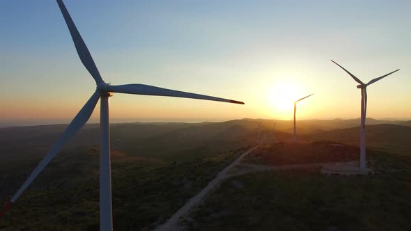 Close up view of windmill blades