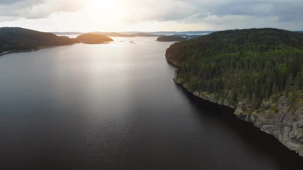 Beautiful Aeril View of Lake Onega in Karelia