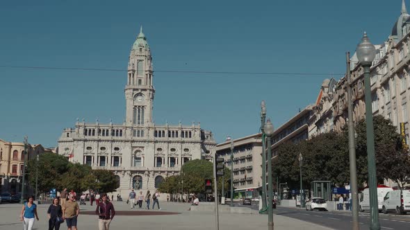 15 OCTOBER 2018 Porto Portugal Timelapse Stop Motion Central Porto Street Avenida Dos Aliados and