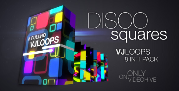 Glowing disco squares vjloops pack screen
