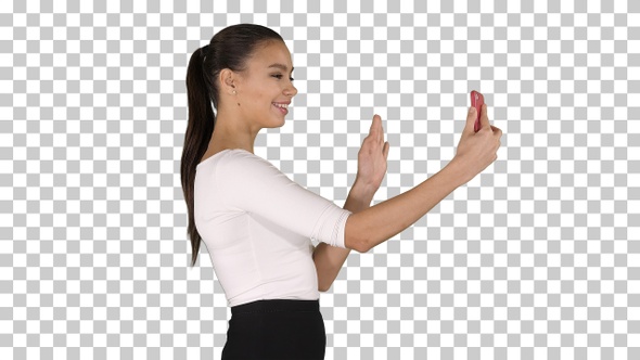 Young Latin Formal Woman Making a Video Call or Recording Video