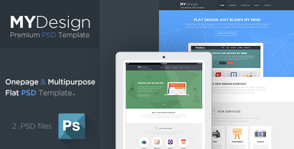 MYDesign - Onepage Multipurpose Flat PSD Template