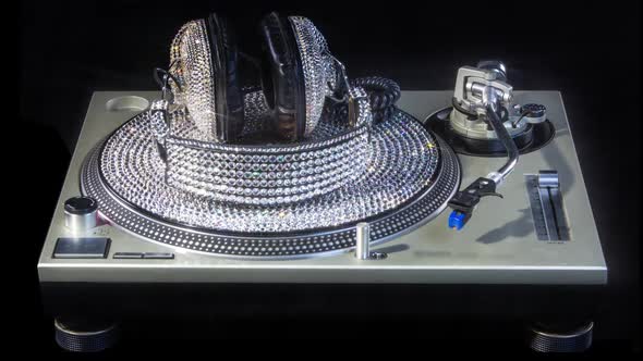 diamond crystals headphones turntables dj music party club