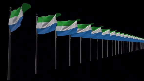 Row Of Sierra Leone Flags With Alpha 2K