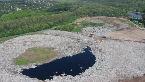 Aerial View of Toxic Lake in Rural Garbage Dump