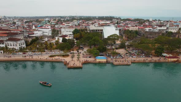 Aerial view of Zanzibar Island in Tanzania.