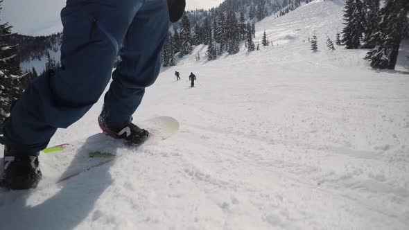 Amazing Snowboard Perspective Riding Resort Groomed Run alt