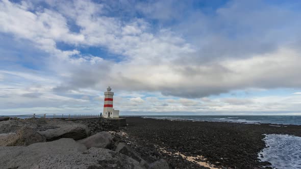 Lighthouse and Cloudy Sky Wide Angle Time Lapse