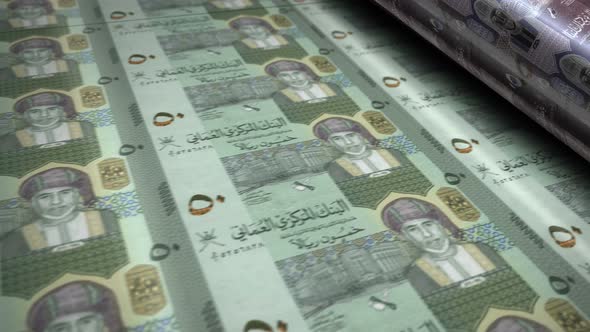 Oman Rial money banknotes printing seamless loop