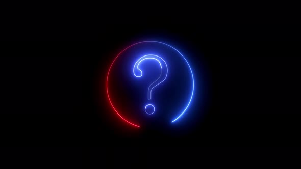 Question sign animation with glowing neon light. Vd 49
