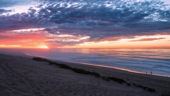 Sunset Sky in New Zealand Ocean Beach Landscape