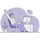 Happy Man Stretching at Office Desk After Work - GraphicRiver Item for Sale