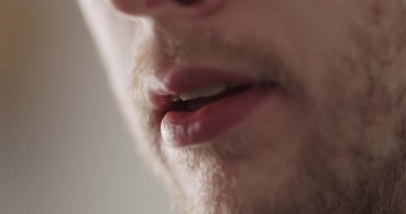 Slow Motion Closeup Man Drinking Espresso