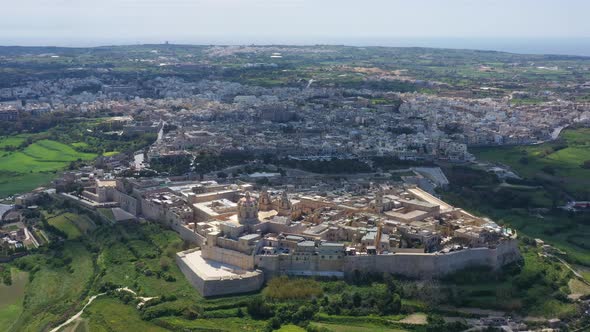 Aerial view of the city Mdina in Malta