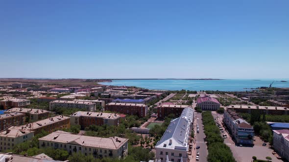 Drone View of the Small Town of Balkhash