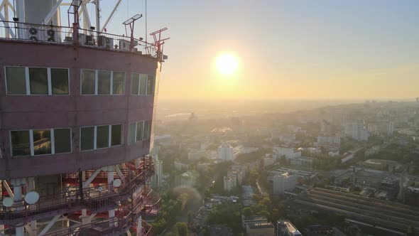 TV Tower in the Morning at Dawn in Kyiv, Ukraine