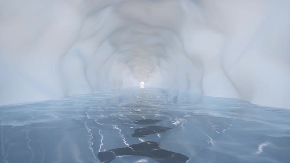 Water Cave White in 3d Style Majestic Winter Landscape Nature Background