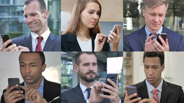 Collage of Business People Using Smartphone