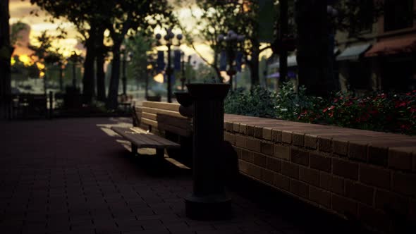 Closeup of a Drinking Water Fountain in a Park on Sunset