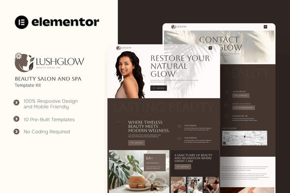 Lushglow - Beauty Salon & SPA Elementor Template Kit