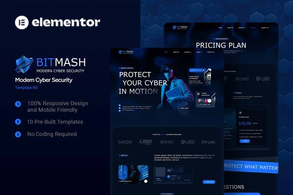 Bitmash - Modern Cyber Security Elementor Template Kit