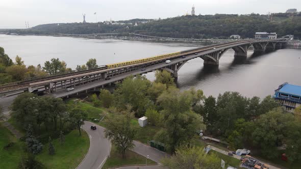 The Main River of Ukraine - Dnipro Near Kyiv. Slow Motion