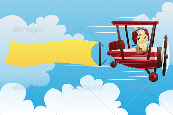 Airplane And Pilot Graphics Designs Templates
