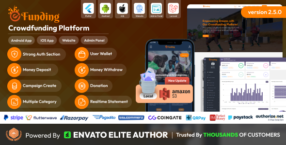 eFunding - Crowdfunding Platform Android and iOS App | Website | Admin Panel