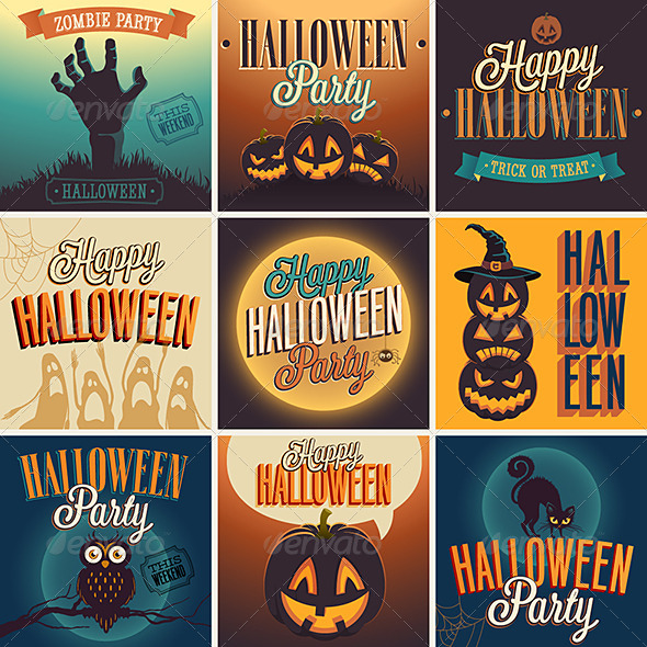 Halloween Posters Set