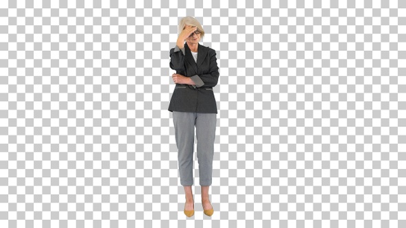 Senior grey-haired woman wearing formal, Alpha Channel