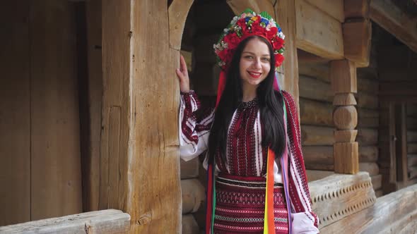 Ukrainian Woman in Traditional Ukrainian National Costume