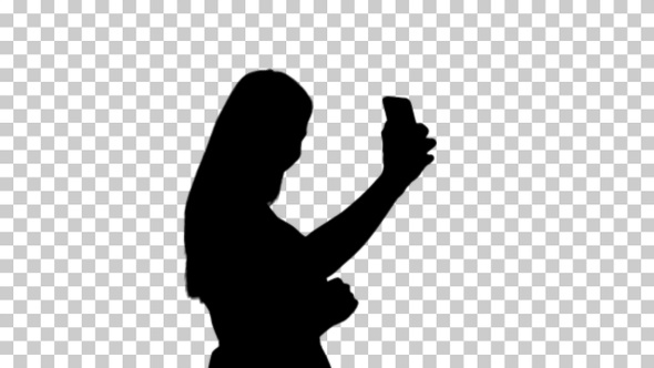 Silhouette woman taking selfies, Alpha Channel