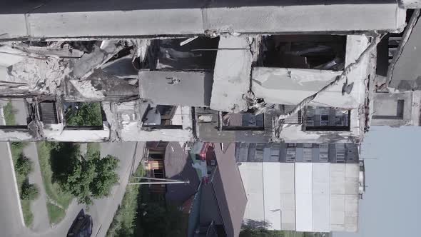 Vertical Video of a Bombed House in Borodyanka Ukraine