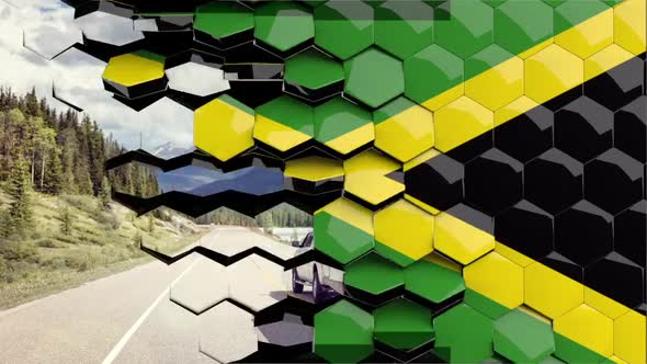 Jamaica Flag Hexagon Transition - 4K Resolution