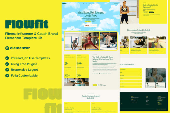 Flowfit - Fitness Influencer & Coach Brand Elementor Template Kit