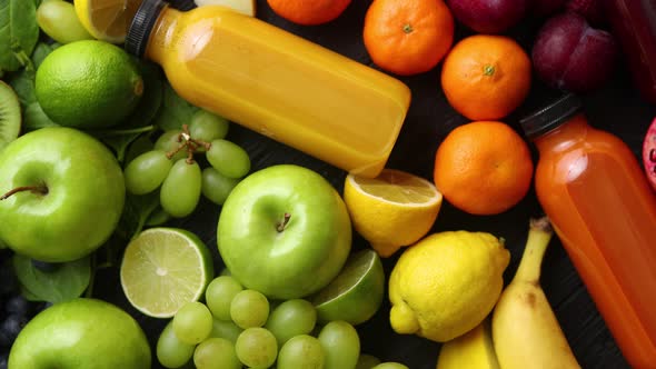 Various Healthy Fruits and Vegetables Formed in Rainbow Composition