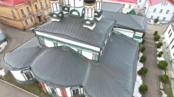 Vysoko-Petrovsky Monastery Before Restoration , Historical Moscow. Vertical View. Aerial View
