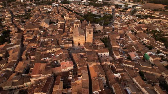 Aerial View of Old Village in Mallorca Spain