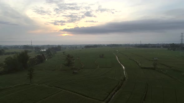 Aerial view of cultivation field on a hilly landscape, Malang, Indonesia.