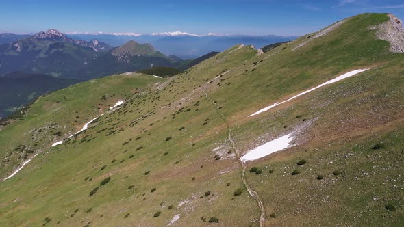 Mountains and hills on a summer day