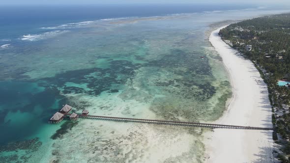 Zanzibar Tanzania  Aerial View of the Ocean Near the Shore of the Island Slow Motion