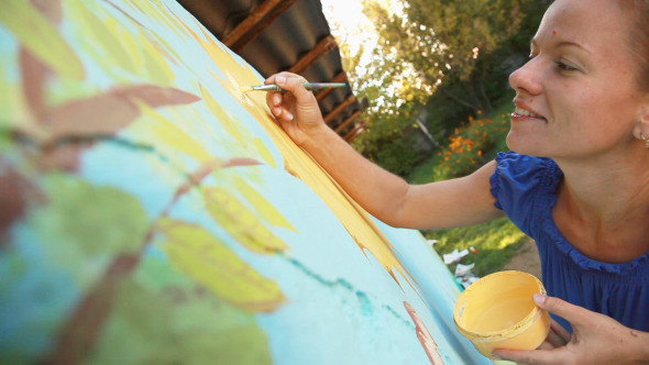 Woman Paints Landscape