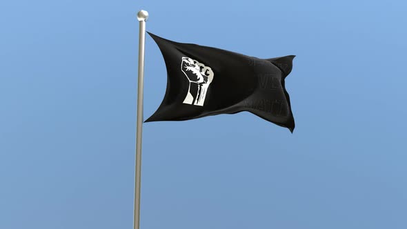 BLM flag waving in the wind. Black lives matter symbol.