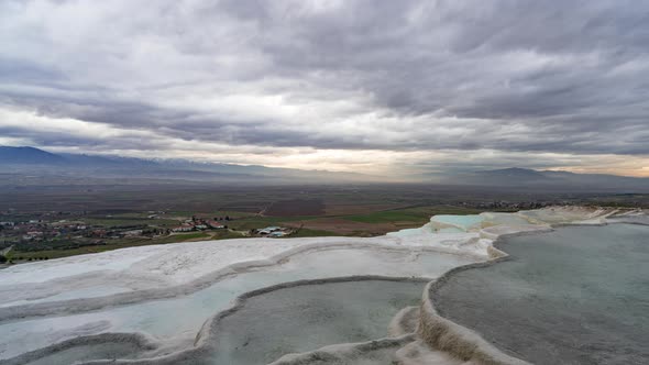 Pamukkale Meaning Cotton Castle in Turkish is a Natural Site in Denizli Province in Southwestern