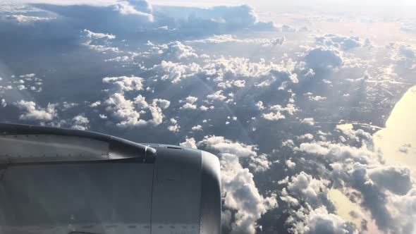 Flying over the English Channel in the morning sun