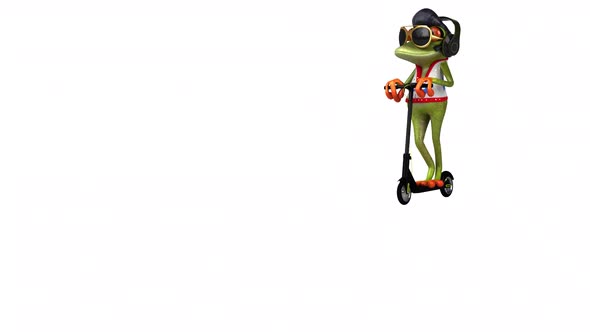 Fun 3D cartoon animation of a rocker frog