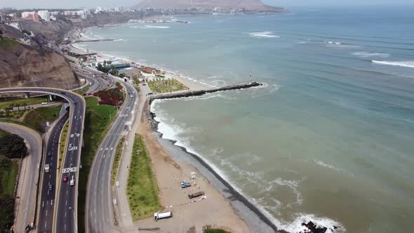 Aerial View of Green Coast Lima 4K Drone