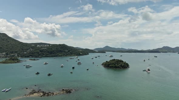4K Aerial view of Ocean of the Hong Kong UNESCO Global Geopark in Sai Kung