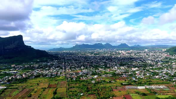 Aerial view of Vacoas-Phoenix and Quatre Bornes, Mauritius