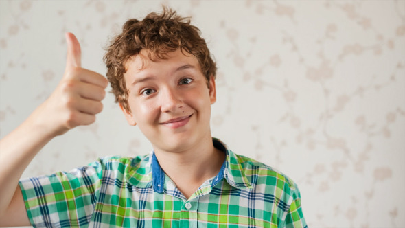 Teenager Boy Communicates by Webcam alt